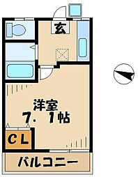 アースパックス1号棟 1Kの間取図画像
