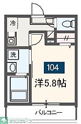 MELDIA稲城2 1Kの間取図画像