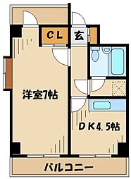 デイム橋本 1DKの間取図画像