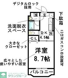 グランツフーガ 1Kの間取図画像
