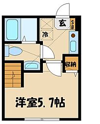 グリーンベル 1Kの間取図画像