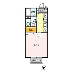 イーストヴィラ 1Kの間取図画像