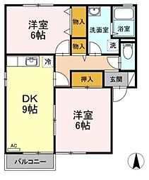 ボナールB 2LDKの間取図画像