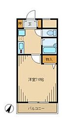 ロイヤルウイング 1Kの間取図画像