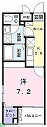 ピアヌーラ矢部 1Kの間取図画像
