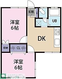 ハイツ白百合2 2DKの間取図画像