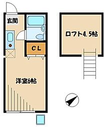 ティモス百合ヶ丘A ワンルームの間取図画像