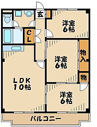 ビクトリアパレス 3LDKの間取図画像