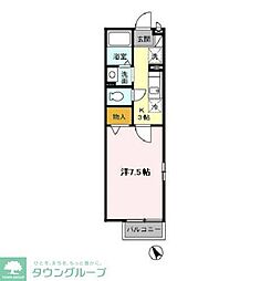 プルミエコート 2階1Kの間取り