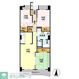 アーバンクレスト 1階3LDKの間取り