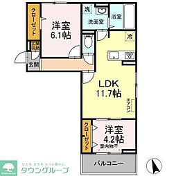 インペリアル 2階2LDKの間取り