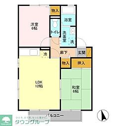 アンクレージュ　C棟 1階2LDKの間取り