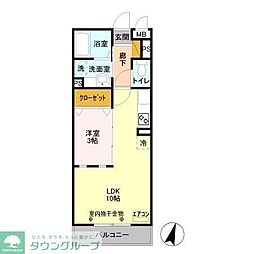 エスポワール八汐 3階1LDKの間取り