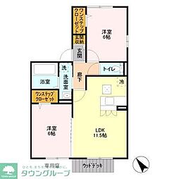 サニーハウス　Ｂ棟 1階2LDKの間取り