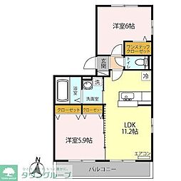オッツ吉川　Ｂ 3階2LDKの間取り