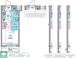 GENOVIA天王台 3階1Kの間取り