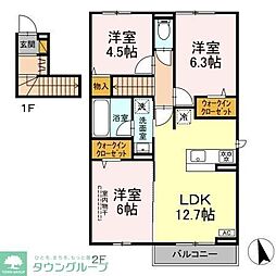 グレイスマチハタ 201 2階3LDKの間取り