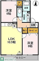 ヴィラ弐番館 2LDKの間取図画像