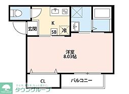 CRASTINE五香西 3階1Kの間取り
