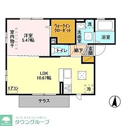 Azalea辻前　B 1階1LDKの間取り