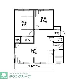 ジュネスＣ 1階2LDKの間取り