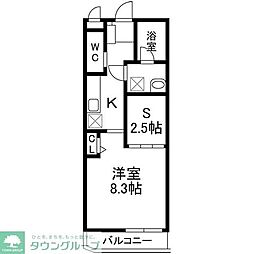 ＶＩＶＡＣＥ　VI 2階1SKの間取り