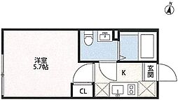 エスグランデ 2階1Kの間取り