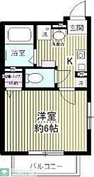 ジェンティーレ 2階1Kの間取り