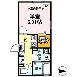 Maison de la pomme 2階1Kの間取り