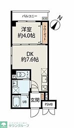 コネクトパークヒルズ南初富 3階1DKの間取り