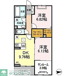 Ark　Bliss六町 1階2DKの間取り