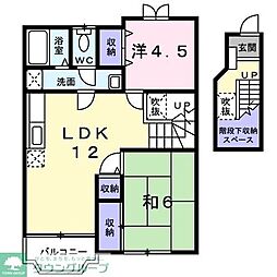 カーサ　ポポラーレ 2階2LDKの間取り