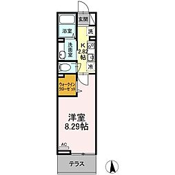 ボナール北綾瀬 1階1Kの間取り