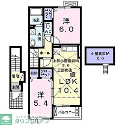 ブリリアントガーデンアゼリアB 2LDKの間取図画像