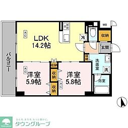 カスタリア西船橋II 2LDKの間取図画像