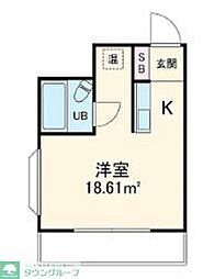 オークハイツ ワンルームの間取図画像