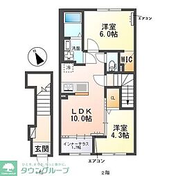 柏市篠籠田アパート 2LDKの間取図画像