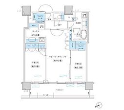 パークシティ柏の葉キャンパスザ・ゲートタワーウエスト 2LDKの間取図画像