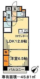 レ・ソール本八幡グローレ 1LDKの間取図画像