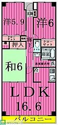 サングリーン海道割 2SLDKの間取図画像