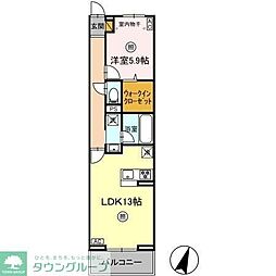オークツリー 1LDKの間取図画像