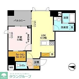 フェリスコート 1LDKの間取図画像