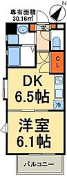 アーク松戸セントラルパーク 1DKの間取図画像