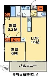 アーク松戸レジデンス 2LDKの間取図画像