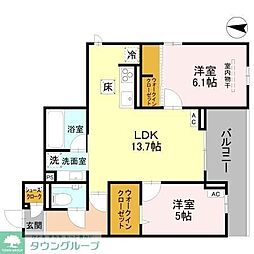 Coco Fleur 2LDKの間取図画像