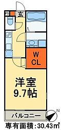 エスポワール竹ヶ花 1Kの間取図画像