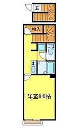 東武越生線 東毛呂駅 徒歩4分の賃貸アパート 2階1Kの間取り