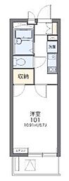 東武東上線 川越駅 徒歩7分の賃貸マンション 2階1Kの間取り