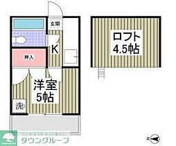 東武東上線 高坂駅 徒歩10分の賃貸アパート 2階1Kの間取り