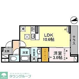 東武東上線 川越駅 徒歩10分の賃貸アパート 1階1LDKの間取り